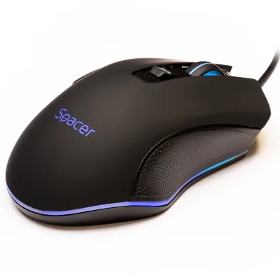 MOUSE  Spacer - gaming, gaming, cu fir, USB, optic, 7200 dpi, butoane/scroll 6/1, iluminare, negru, "SP-GM-01" (timbru verde 0.18 lei)