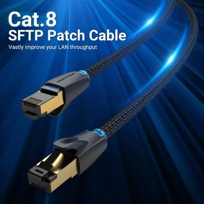 Patch cord SFTP Vention, Cat. 8, RJ-45 (T) la RJ-45 (T), 3m, AWG 30, 40Gbps, ecranat, conectori auriti, negru, "IKGBI" (timbru verde 0.08 lei) - 6922794749665