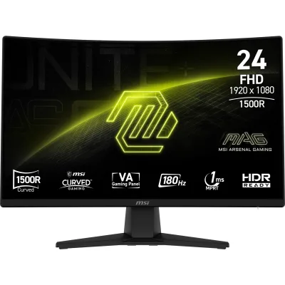 Monitor Gaming VA LED MSI 23.6" MAG 242C, Full HD (1920 x 1080), HDMI, DisplayPort, Ecran curbat, 180 Hz, 1 ms (Negru) "MAG 242C" (timbru verde 7 lei)