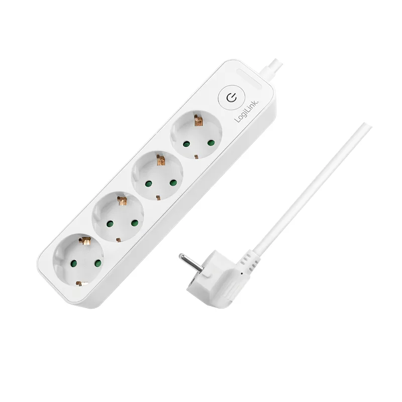 PRELUNGITOR LOGILINK, Schuko x 4, cablu 3G 1.5mm2, 230 V/16 A, 50 Hz, max. 3600 W, buton intrerupator iluminat, IP20, 1.5m, alb "LPS245" (include TV 0.80lei)