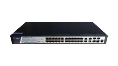 Switch 24 porturi POE Gigabit, Hikvision DS-3E2528P(B)(O-STD), Full Managed, 24  x Gigabit Poe electrical ports si 4 x Gigabit combo ports, SwitchingCapacity 336 Gbps, Packet Forwarding Rate 51 Mpps,putere POE 370 W, maxim 30W per port, Software Function: