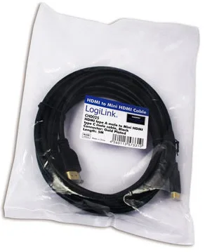 CABLU video LOGILINK, adaptor Mini-HDMI (Type C)(T) la HDMI (T), 1m, ver 1.4, conectori auriti, UHD 4K/ 30Kz, negru, "CH0021" (timbru verde 0.18 lei)