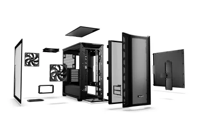 CARCASA be quiet! "SHADOW BASE 800", Middle Tower, ATX, fara sursa, 3xfan,USB 3.2 gen 1x2,USB Type-C x 1,audio+mic,PSU shroud, 7 sloturi expansiune, iluminare , negru, "BGW60" (timbru verde 0.32lei)