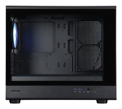 CARCASA Zalman "M5", mini tower, gaming, fara sursa, suporta 12xfan, 4xfan inclus, PSU shroud, afisaj electronic, USB Type-C x 1, USBx2, audio+mic, 4 sloturi expansiune, negru, "M5 Black" (timbru verde 0.32lei)