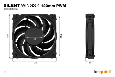 Ventilator be quiet! "SILENT WINGS 4 PWM"120mm 1600 rpm, Fluid Dynamic Bearing, 4-pin PWM, , "BL093" (timbru verde 0.18 lei)
