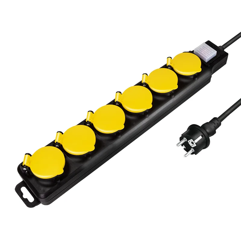 PRELUNGITOR LOGILINK, Schuko x 6, conectare prin Schuko (T), cablu 1.5 m, 16 A, protectie stropire cu apa, negru/ galben, "LPS256" (timbru verde 0.18 lei)