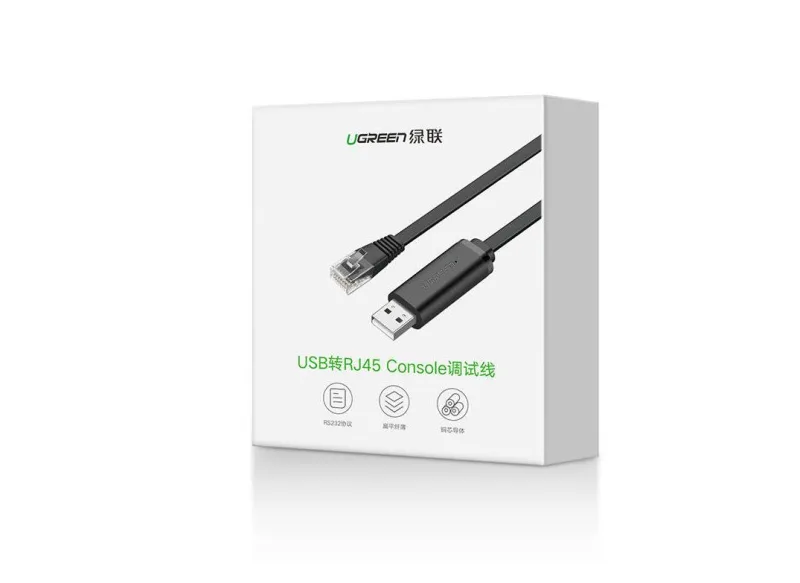 CABLU USB Ugreen adaptor, "CM204" cablu consola USB 2.0 (T) la RJ-45(T), 1.5m, negru, "50773" (timbru verde 0.08 lei) - 6957303857739