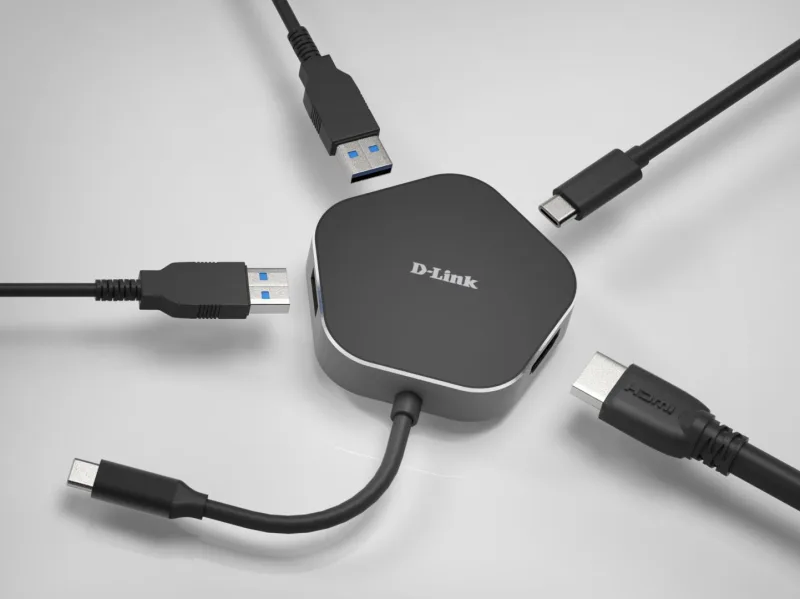 Hub USB D-Link DUB-M420, USB-C, 4 porturi, HDMI, Negru