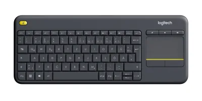 Tastatura K400 Plus, Touchpad, USB, Layout DE, Black "920-007127" (timbru verde 0.8 lei)