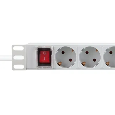 PDU LOGILINK 1U pt. rack 19 inch, 9 prize Schuko, intrare Schuko, max 16 A, ON/OFF, IP20, 2 m, gri, "PDU9C04" (timbru verde 0.8 lei)