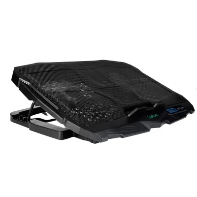 Stand Spacer notebook 17″ Gaming, sita metal, Airflow: 72CFM, 2xfan 12.5cm, 2xfan 7cm cu led albastru, ventilatoare 125 mm x 2 buc, 70 mm x 2 buc, viteza rotatie maxima 1500 +/-10% RPM