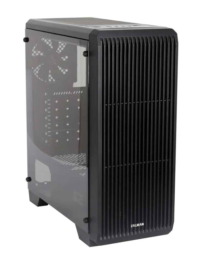 CARCASA Zalman "S2", middle tower, gaming, fara sursa, suporta 8xfan, 1xfan inclus, PSU shroud, USB 3.1 gen1 x 1, USB 2.0 x 2, audio+mic, 7 sloturi expansiune, negru, "S2" (timbru verde 0.08lei)