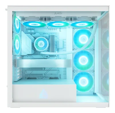 CARCASA Arctic "Xtender Wh", mid tower, max 8xfan, 3xP14 ProR ARGB si 2xP12Pro ARGB instalate, PSU shroud 24 LED ARGB, USB-C x 1, USB 3.2 x 2, audio+mic, 7 sloturi expans, alb, "ACPCC00014A" (timbru verde 0.4lei)