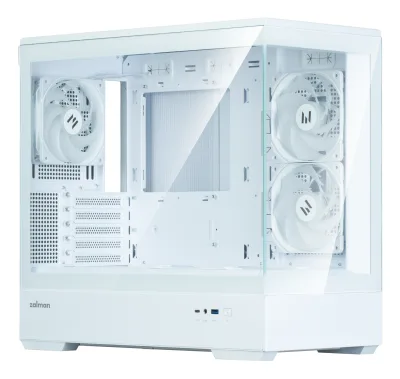 CARCASA Zalman "P30 v2", mini tower, gaming, fara sursa, suporta 9xfan, 3xfan inclus, PSU shroud, USB Type-C x 1, USB 3.1 gen1 x 1, audio+mic, 5 sloturi expansiune, alb, "P30 White V2" (timbru verde 0.24lei)