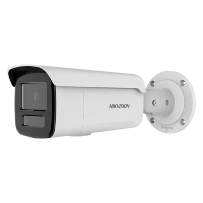 Camera de supraveghere IP Bullet 6MP Hikvision DS-2CD2T63G2-4LI(2.8MM), lentila fixa 2.8mm, iluminare min: Color: 0.005 Lux @ (F1.6, AGC ON),0 Lux cu lumina alba, IR 80m, microfon incorporat, slot card de memorie: microSD/microSDHC/microSDXC maxim