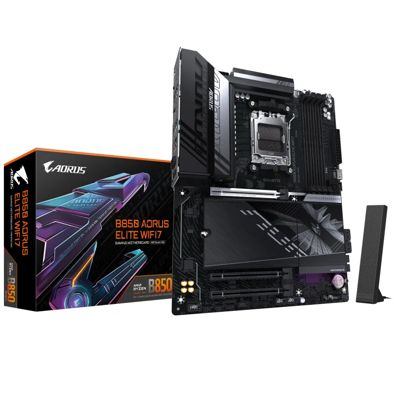 Placa de baza GIGABYTE B850 AORUS ELITE WIFI7, AM5, DDR5, Wi-Fi, BT, ATX, Negru "B850 A ELITE WF7"