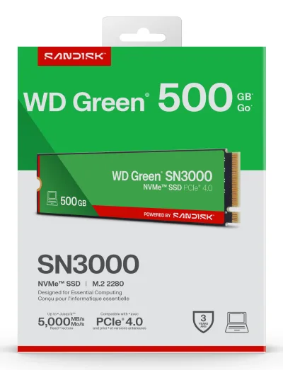 SSD PCIE G4 M.2 NVME 500GB/GREEN SN3000 WDS500G4G0E WDC "WDS500G4G0E"