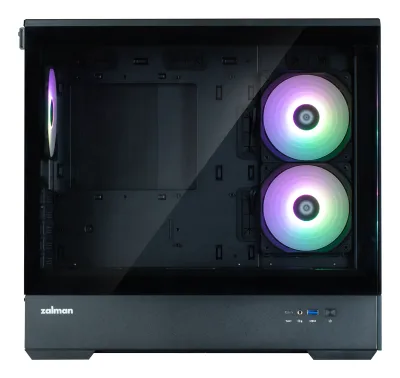 CARCASA Zalman "P30 v2", mini tower, gaming, fara sursa, suporta 9xfan, 3xfan inclus, PSU shroud, USB Type-C x 1, USB 3.1 gen1 x 1, audio+mic, 5 sloturi expansiune, negru, "P30 Black V2" (timbru verde 0.24lei)