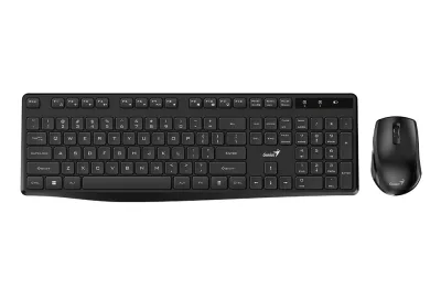 KIT wireless GENIUS, tastatura wireless 104 taste (slim) + mouse wireless 1200dpi, 3 butoane, 11 taste functii multimedia, black, "KM-8206S", SmartGenius app "31340017400"  (timbru verde 0.8 lei)