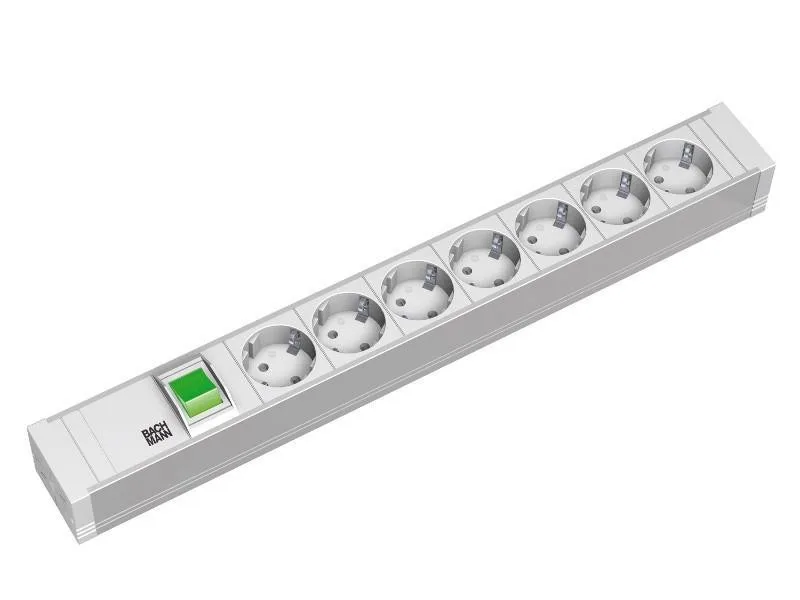PDU BACHMANN, 1.5U pt. rack 19 inch, 7 prize Schuko, intrare Schuko, max 10 A, cablu 2 m, gri, "333.600" (timbru verde 2 lei)