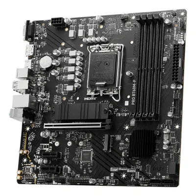 MSI PRO B760M-P, mATX, LGA 1700,  DDR5 6800, 1x PCIe x16 slots, 2x M.2 slots, 1x HDMI, 1x DP, 1x VGA, 1x USB 3.2 Gen 2 Type-C, 1x USB 3.2 Gen 1, 4x USB 2.0, 7.1, 1Gbps LAN, 3Y "PRO_B760M-P"