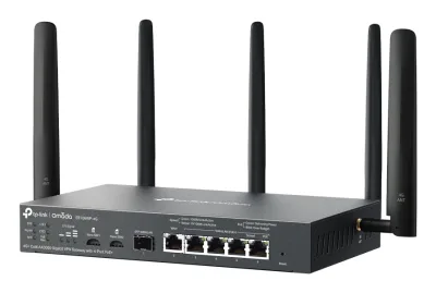 ROUTER TP-LINK VPN Gigabit, Omada 4G+ Cat6 AX3000 Gigabit VPN Gateway cu 4-Port PoE+, AX3000 Dual-Band WiFi 6, 5 antene externe detasabile, "ER706WP-4G" (timbru verde 0.8 lei)