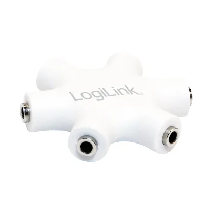 SPLITTER audio LOGILINK, 6 x 3.5" jack, stereo, plastic, cablu 20cm, conectare la 1 device audio si split semnal la 5 casti, "CA1088" (timbru verde 0.18 lei)