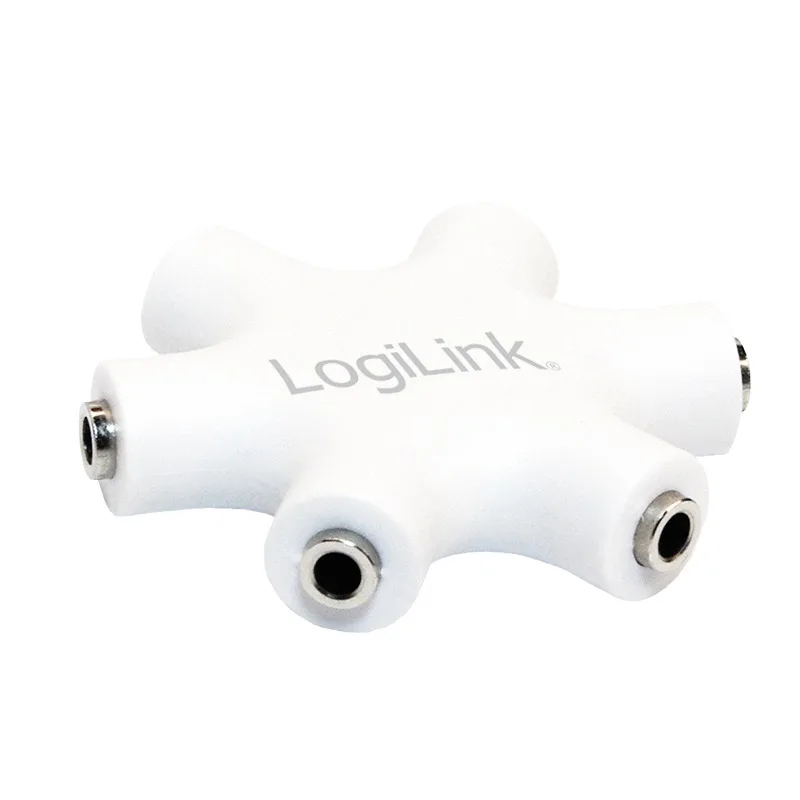 SPLITTER audio LOGILINK, 6 x 3.5" jack, stereo, plastic, cablu 20cm, conectare la 1 device audio si split semnal la 5 casti, "CA1088" (timbru verde 0.18 lei)