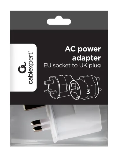 ADAPTOR EU GEMBIRD, Socket EU, conectare prin Socket UK (T), 13 A, fara protectie, alb, "A-AC-EUFUKM-01" (timbru verde 0.18 lei)