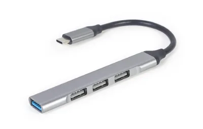 HUB extern GEMBIRD, porturi USB: USB-A 3.1 x 1, USB-A 2.0 x 3, conectare prin USB Type-C, argintiu, "UHB-CM-U3P1U2P3-03" (timbru verde 0.8 lei)