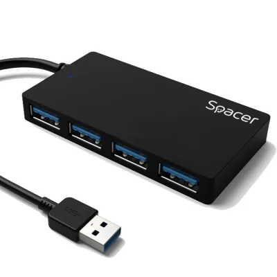 Hub USB SPACER SPHB-USB-4U30-03 USB-A, 4 porturi, Negru