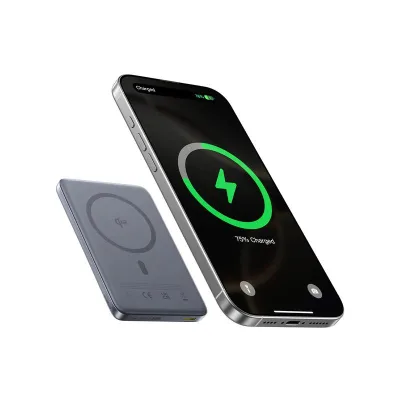 POWER BANK Baseus PicoGo AM41 Ultra-Slim, 10000mAh, 27W, prindere magnetica incarcare wireless Qi2, 15W, 1 x USB Type-C, include cablu USB Type-C la USB Type-C 30cm, gri, "E0027200" (timbru verde 0.98 lei) - 6932172691424
