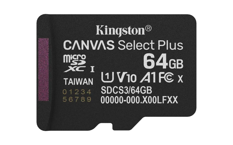 Card de memorie Kingston Canvas Select Plus Gen3 Micro-SDXC, 64 GB, Class 10