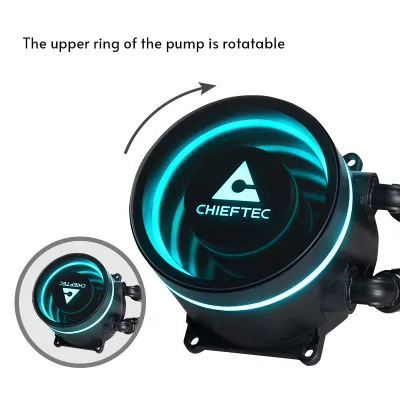 COOLER Chieftec "Iceberg 240 RGB", skt. Intel si AMD, racire cu lichid, 2 x 120mm, 500 - 2200 RPM, iluminare RGB - infinity mirror cooling block, ventilatoare RGB, negru "CLC-240RGB" (timbru verde 2.00 lei)