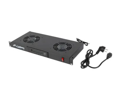 Unitate ventilare / panou ventilație cu LCD, 2 ventilatoare + termostat, 230V, negru
