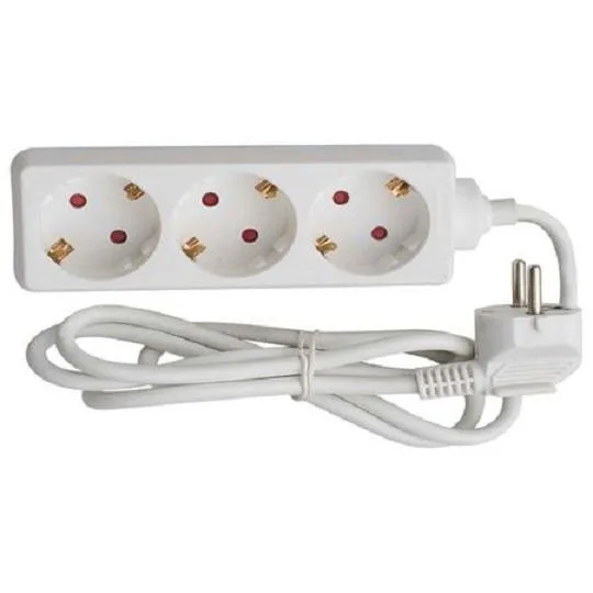 Prelungitor Bachmann SELLY 3xCEE7/3 PC, fara intrerupator, lungime cablu 1.5m, H05VV-F 3G1, alb