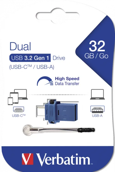 MEMORIE USB VERBATIM StoreNGo DUAL 32GB USB 3.0 + USB C "49966" (TIMBRU VERDE 0.03 LEI)