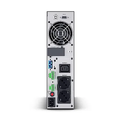 UPS CYBER POWER Online dubla conversie cu Sinusoida Pura, slim tower, 1000VA 900W 1xIEC C13 2xSchuko, 2x 12V/9Ah, USB,RS232, Slot SNMP, GreenP, seria OLS, "OLS1KECR" (timbru verde 11 lei)