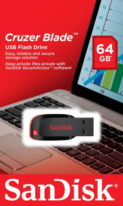 Memorie USB SANDISK Cruzer Blade 64 GB, USB 2.0, Negru