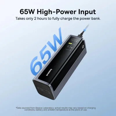 POWER BANK Baseus EnerGeek GP12, 20800mAh, 2 x USB Type-C, 2 x USB, 145W, display, include cablu USB Type-C la USB Type-C 1m, negru, "P10082109813-00" (timbru verde 0.98 lei) - 6932172687571