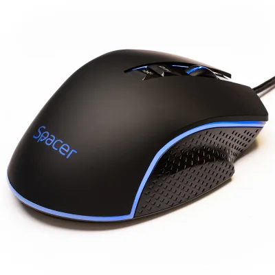 MOUSE Spacer - gaming, gaming, cu fir, USB, optic, 8.000 DPI, butoane/scroll 7/1, iluminare RGB, negru, "SPGM-PULSAR-SPEED" (timbru verde 0.18 lei)
