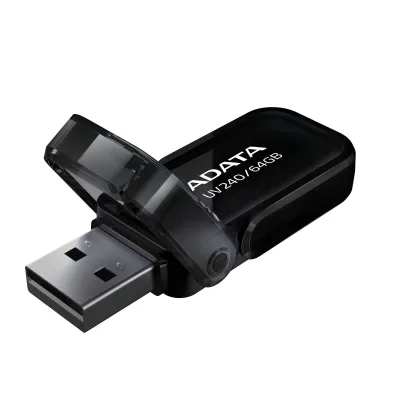 MEMORIE USB 2.0 ADATA 64 GB, cu capac, carcasa plastic, negru, "AUV240-64G-RBK" (timbru verde 0.03 lei)