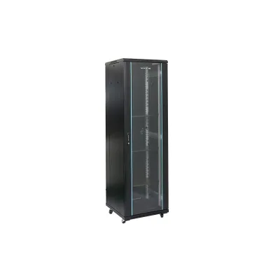 Rack 42U 600x800, montare pe podea, usa din sticla, panouri laterale detasabile si securizate, dezasamblat, culoare negru RAL 9004, DATEUP "MS2.6842.9001"