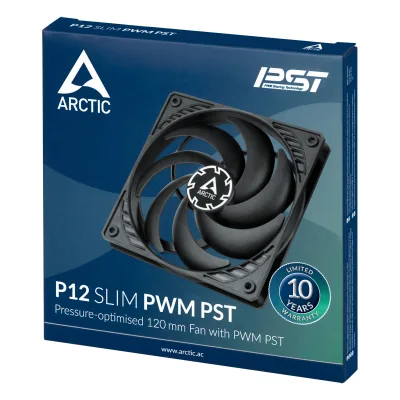 VENTILATOR ARCTIC PC, P12 SLIM PWM PST , 120x120x25mm, w/ PWM & cablu PST, low noise FD bearing, high static pressure, "ACFAN00187A"