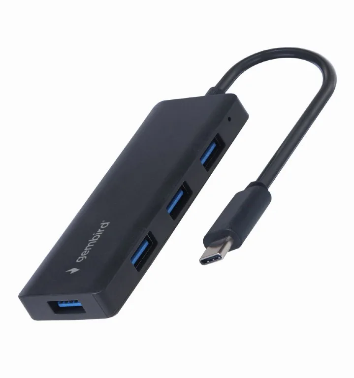 HUB extern GEMBIRD, porturi USB: USB-A 3.1 x 4, conectare prin USB Type-C, cablu 0.15 m, negru, "UHB-CM-U3P4-02" (timbru verde 0.18 lei)