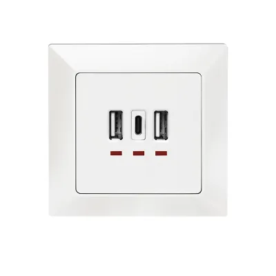 PRIZA LOGILINK, de perete, 2 x USB-A 5V/2.4A, 1 x USB-C 5V/3A, ingropata, martori LED, alb, "PA0254" (timbru verde 0.18 lei)