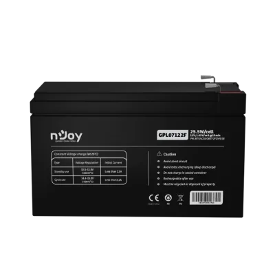 Acumulator nJoy GPL07122F 12V 22.72W/cell, Capacitate 22.72W/cell evaluat la 1,65V/cell@15 min), Tensiune 12V, Tip VRLA - fara mentenanta, Caracteristici: Sigilata complet si fara intretinere, Peste 260 de cicluri la 100% DOD, Utilizare standard 5-8