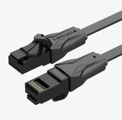 Patch Cord UTP Vention, Cat. 6, 20m, flat cable, conductor cupru - aluminiu, viteza max transfer 1 Gbps, invelis PVC, negru, "IBABQ" (timbru verde 0.8 lei) - 6922794722286