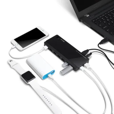 Hub USB TP-Link UH720, USB-A, 7 porturi, Negru