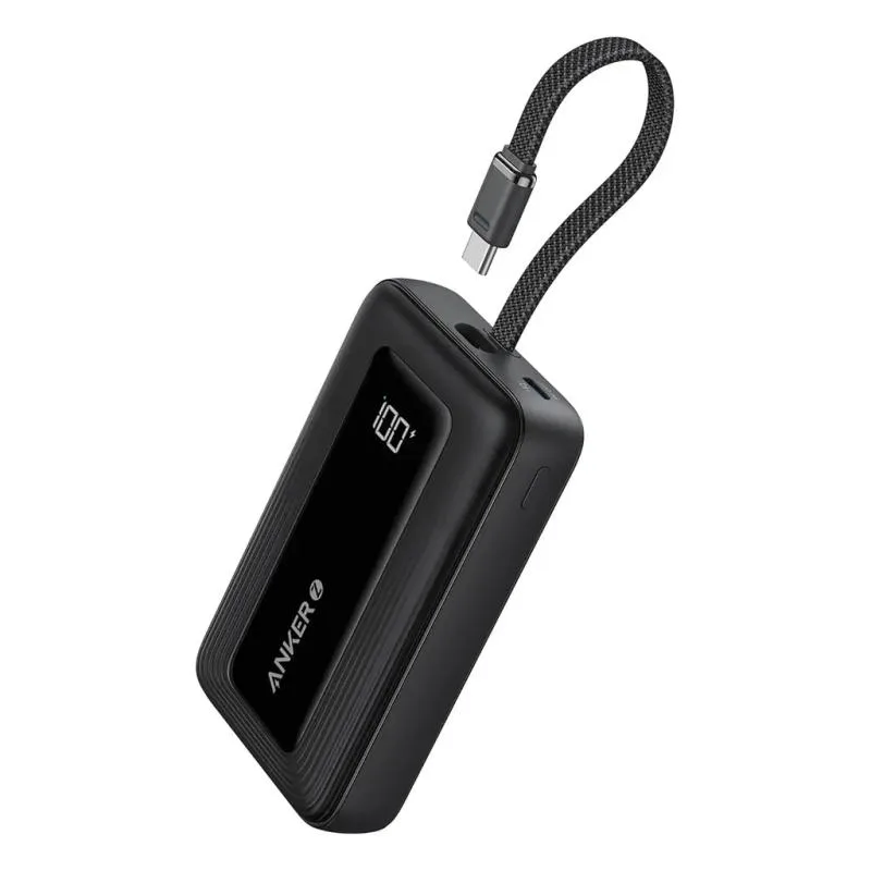 POWER BANK Anker "Zolo" 20.000 mAh, 30W cablu USB-C incorporat, 1 x USB-C, 1 x USB-A, afisaj LED, 350g, negru, "A1689H11"